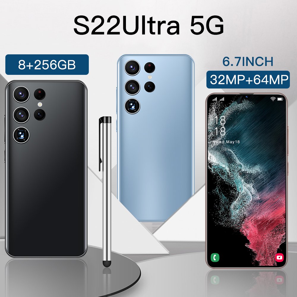 S22 Ultra Smartphone 3g et 4g 6.7 inch Unlocked Unlock 8G 16G 128G 256G Mobile Phones
